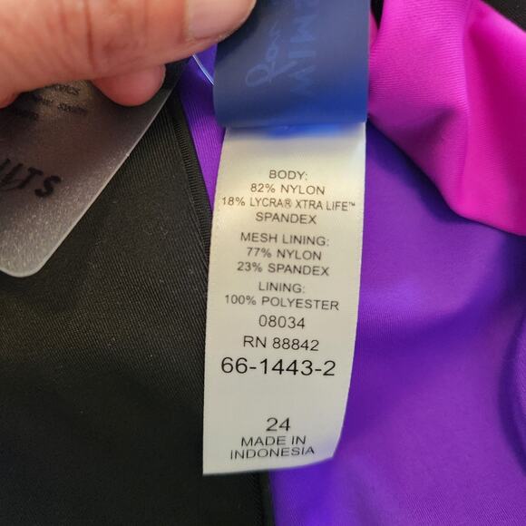 New Swimsuits For All One Piece Bathing Suit Sz 24 Womens Zip Front Pink Black - Picture 8 of 9